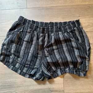 Black and Gray Striped Women's Shorts